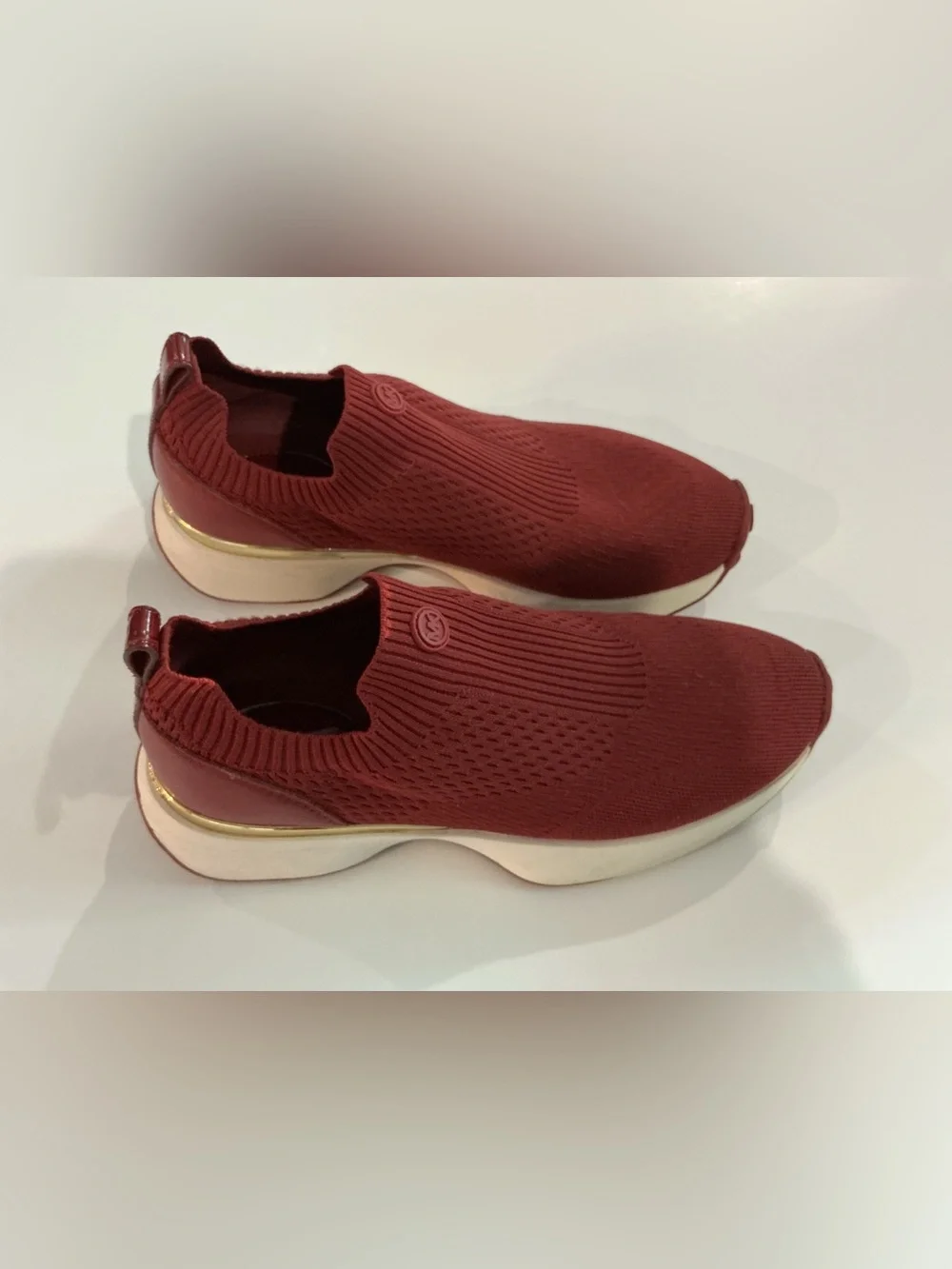 Michael Kors Women’s Burgundy Slip-On Knit Sneakers